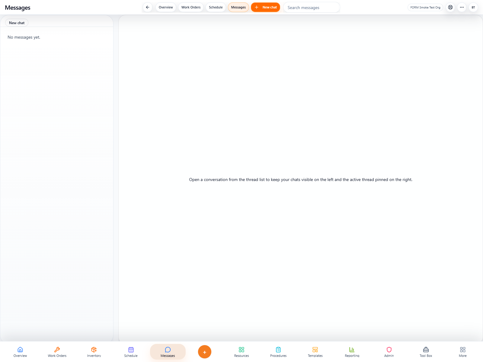 FORM Messages workspace preview