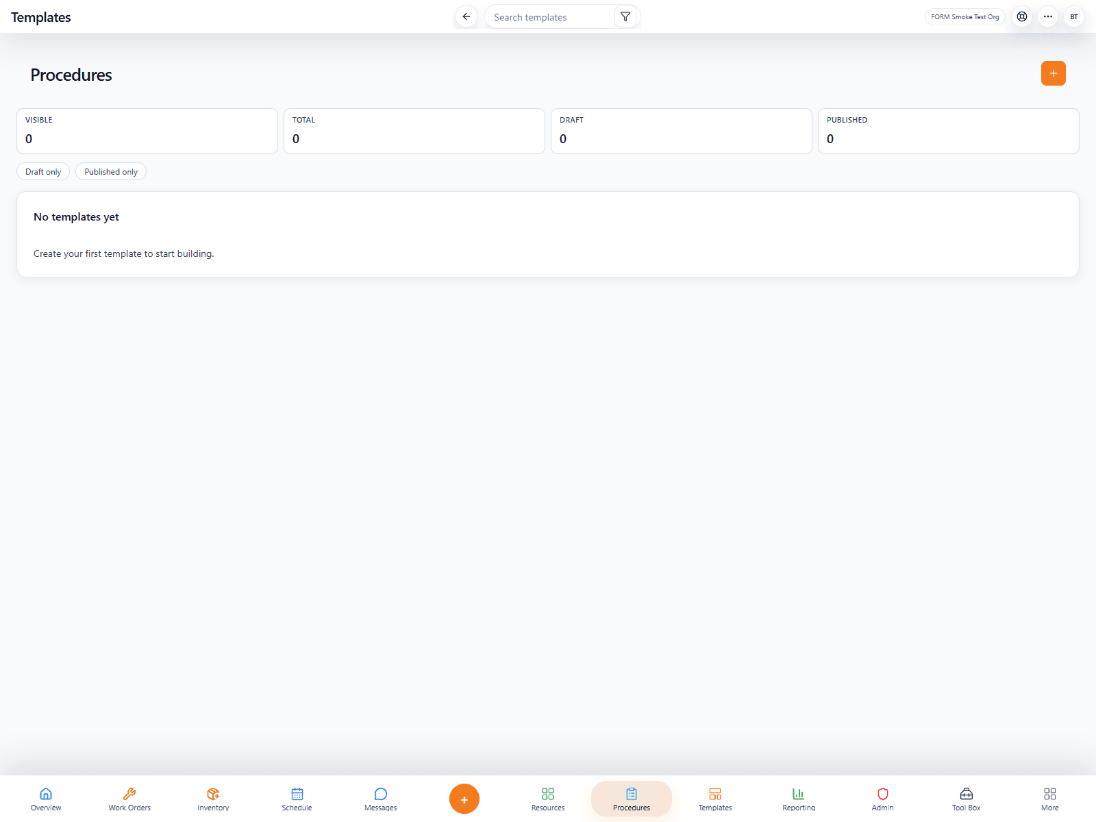 FORM Procedures workspace preview