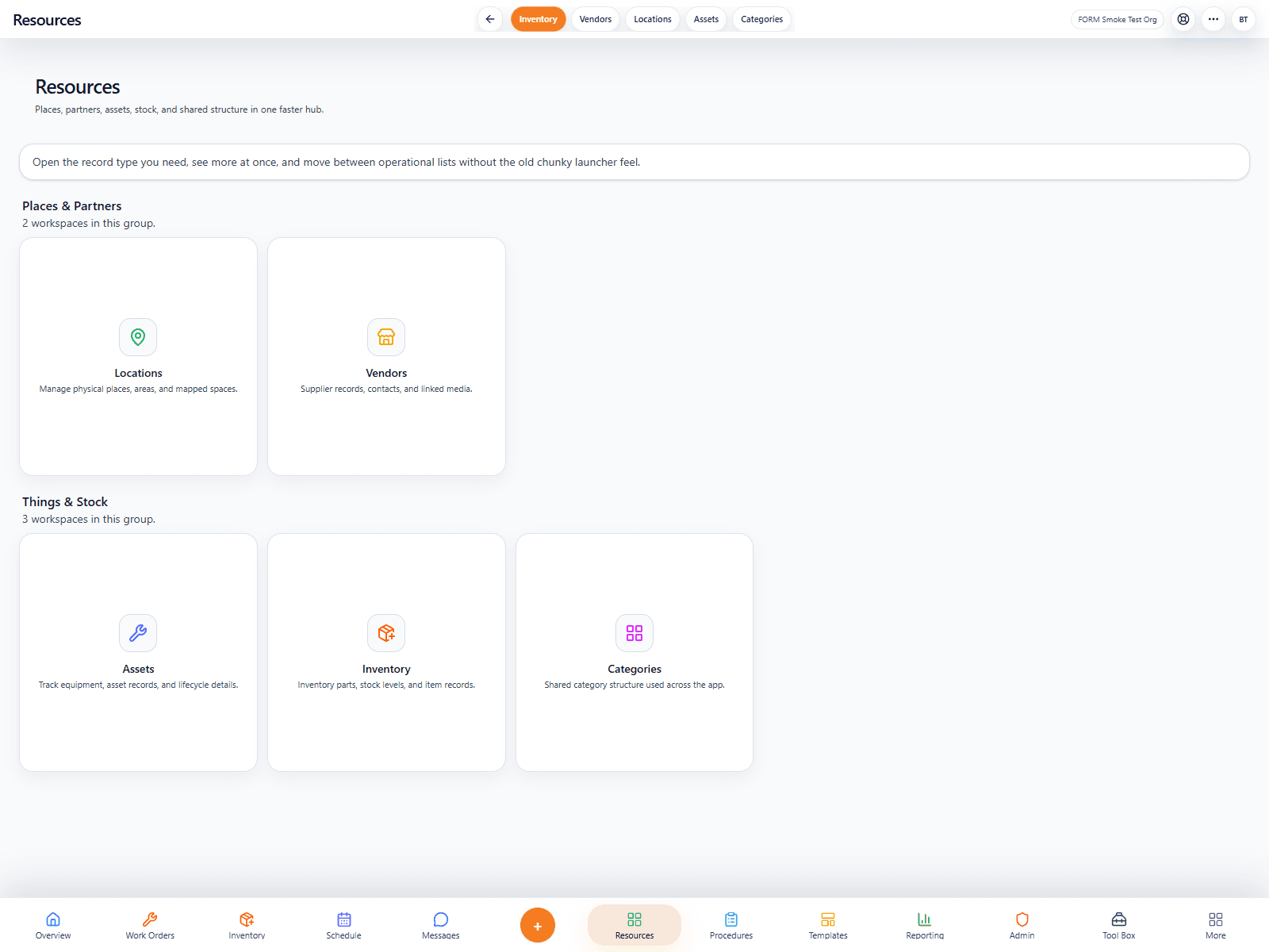 FORM Resources workspace preview