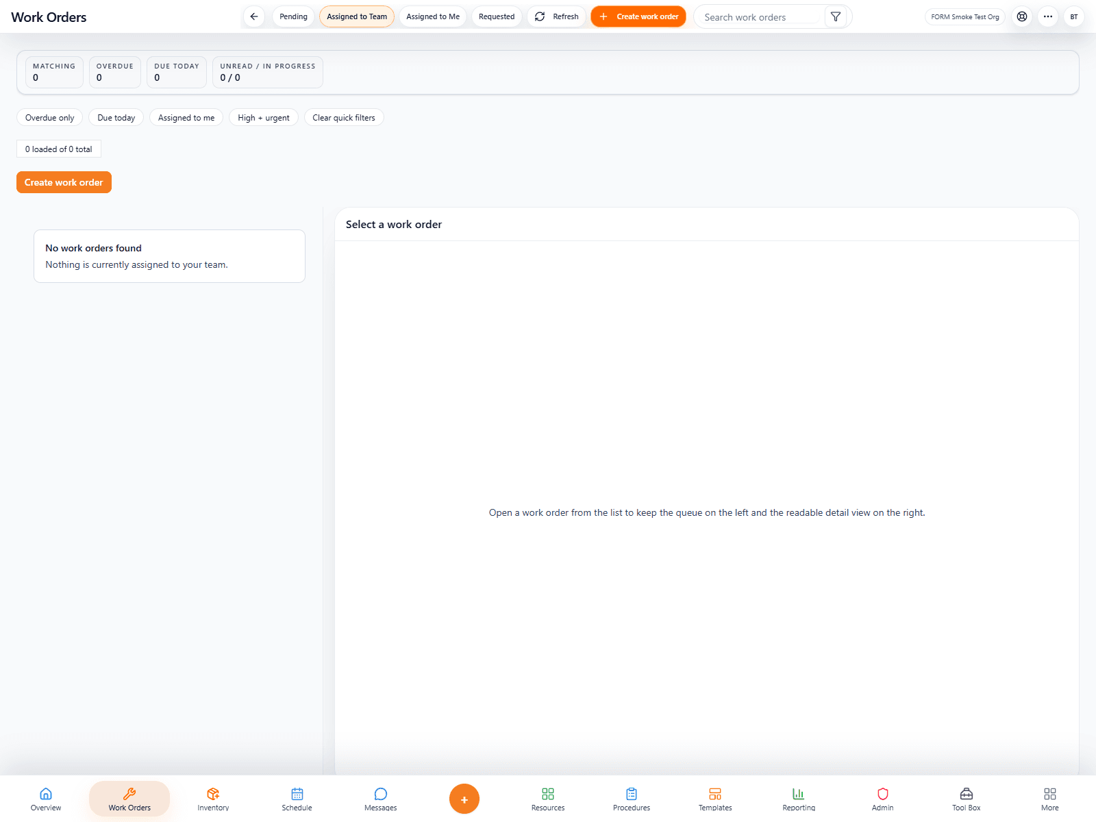 FORM Work Orders screenshot